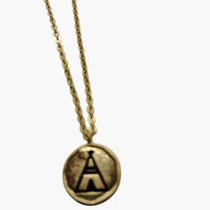 Jane Marie Necklace Pendant Chain Teepee Gold Tone Double Sided Signed